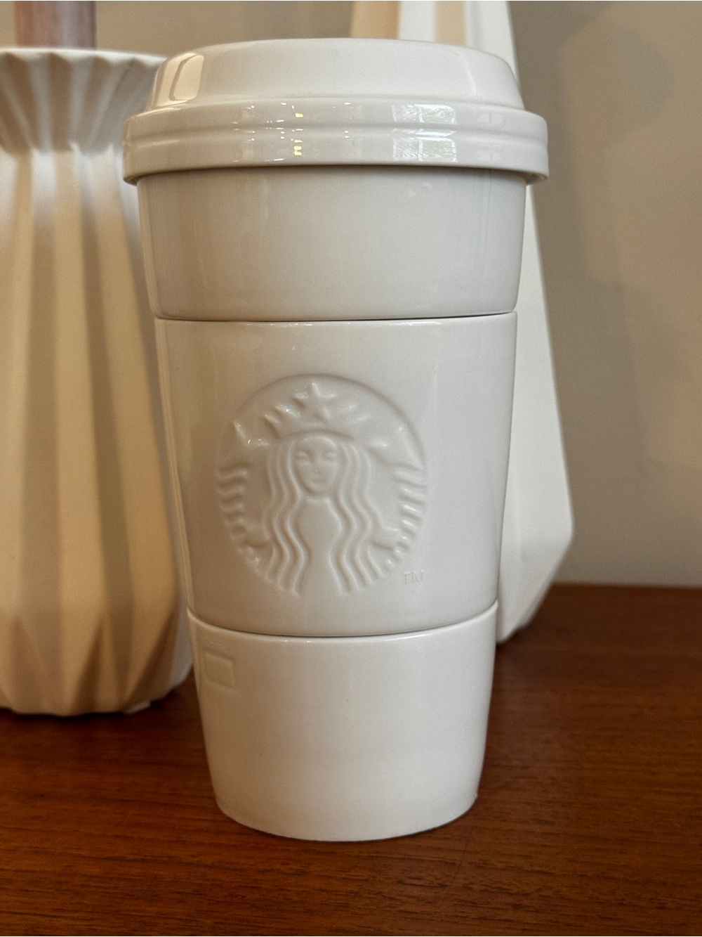 Starbucks White Ceramic Bento Box Travel Mug with Lid | 2017 | Rare